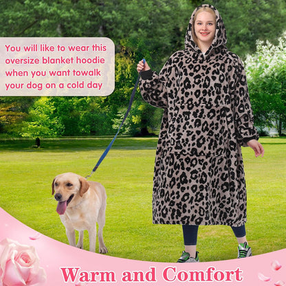 Wearable Blanket Sweatshirt Gifts for Women and Men, Warm and Cozy Giant Blanket Hoodie, Thick Flannel Blanket with Sleeves and Giant Pocket - Dark Gray