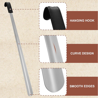 Redriver Extra Long Shoe Horn for Seniors, Metal Shoehorn Long-handle Shoe Spoon Stick Helpers Boot Horn for Men Women