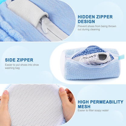 Aship Shoe Washing Machine Bag, Laundry Shoes Bag for Washer & Dryer - 2PC Reusable Shoe Cleaning Bag for Sneakers,Tennis Shoes, 360° Deep Cleaning With Self-locking Zipper for All Shoes Sizes - White