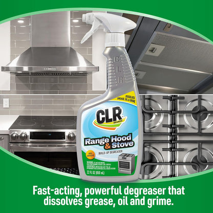 CLR Brands Range Hood and Stove Build Up Degreaser, 22 fl. oz. | Fast Acting, Non Abrasive Cleaner, Works on Glass Stove Tops, Oven Racks, BBQ Grills and More