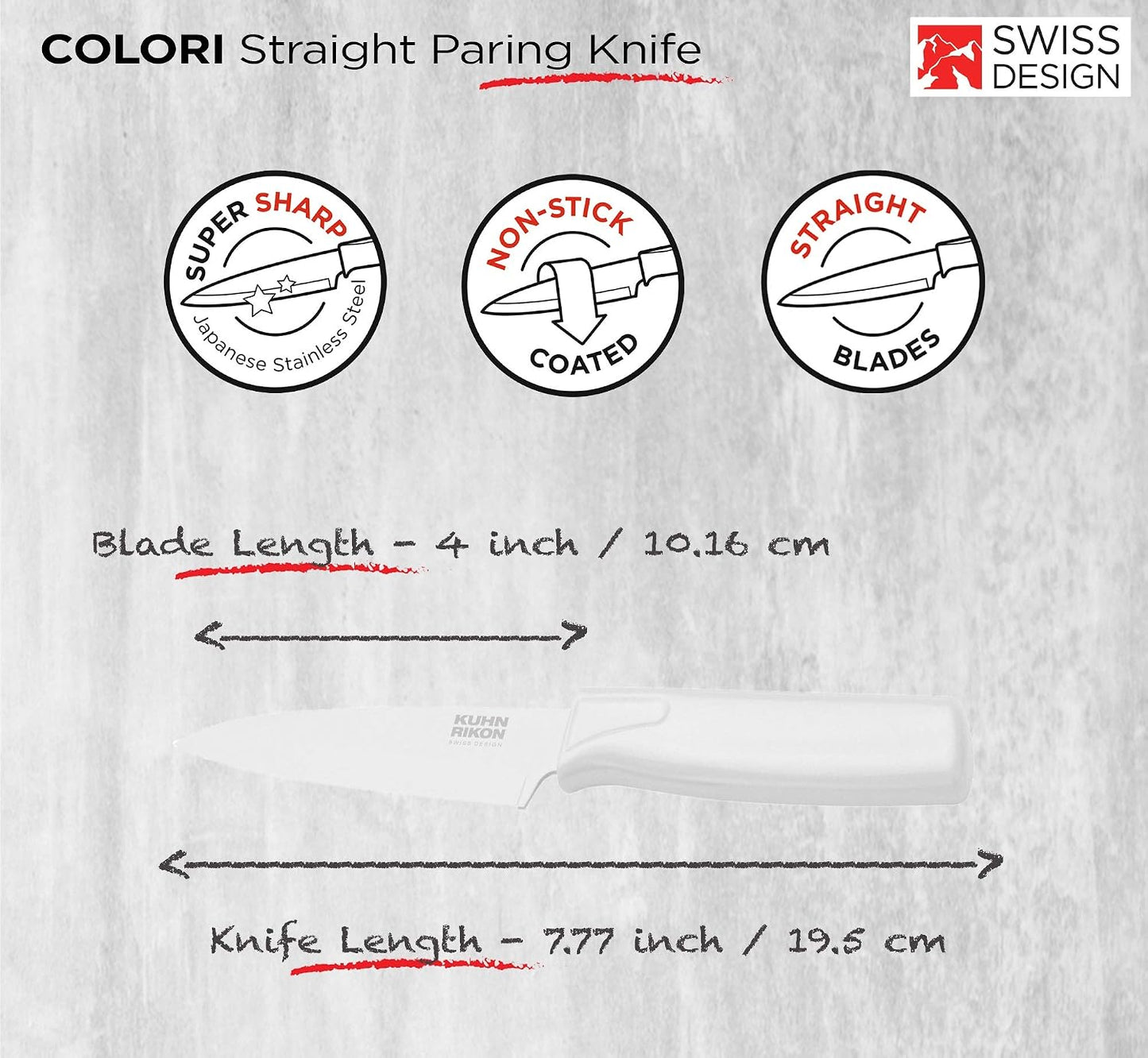 Kuhn Rikon Colori® Paring Knife – 4 Inch Japanese Stainless Steel, Nonstick Blade, Ergonomic Handle & Sheath, Yellow