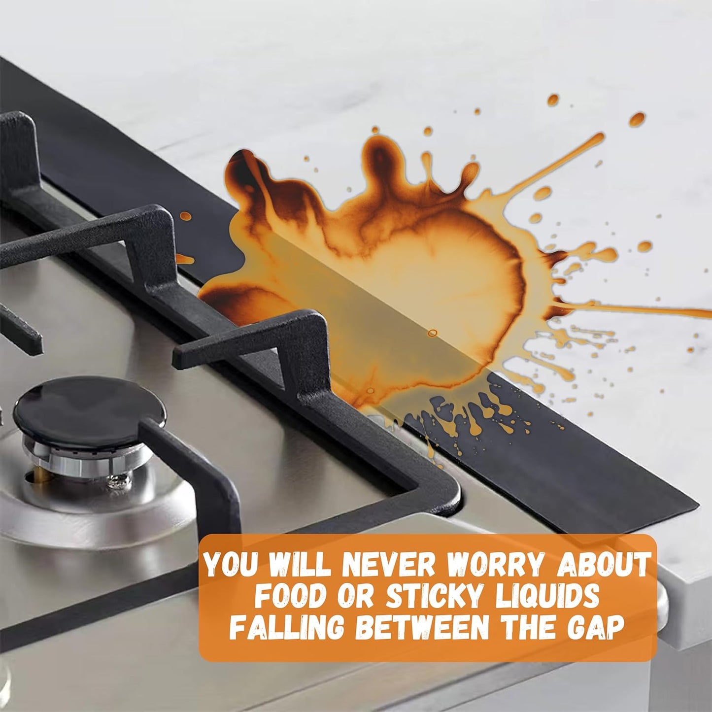 21in Silicone Stove Gap Covers Filler Guards 2Pack Black | Reusable Non-Stick Stove Guard for Gas Stoves, Gas Stove Cover for Samsung Gas Stove, Stove Covers for Gas Stove Top