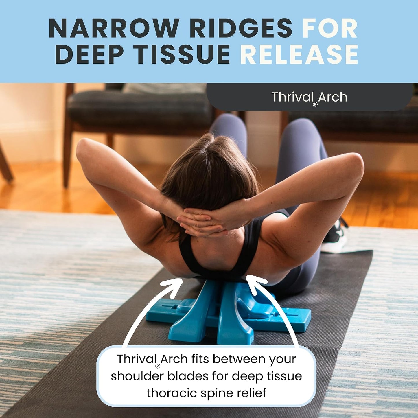 Arch Back Stretcher, Psoas Muscle Release Tool, Carbon Black | Fully Adjustable, Thrival App Compatible, Trigger Point Relief