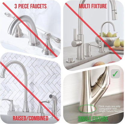 Ternal Original SINKMAT 15in Faucet Splash Guard Extra Long Microfiber Sink Drip Catcher Mat Non Slip Countertop Protector Drying Pad Kitchen Bathroom RV Machine Washable [Moss Green]