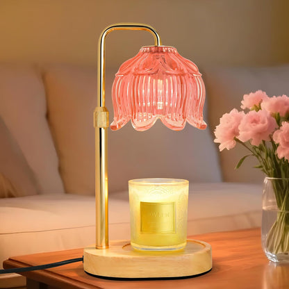 Candle Warmer Lamp with Timer Dimmer, Adjustable Height Pink Tulip Candle Wax Warmer, Christmas Birthday Gift for Mom Women,House Warming Gifts for New Home Bedroom Decor,Flower Pink