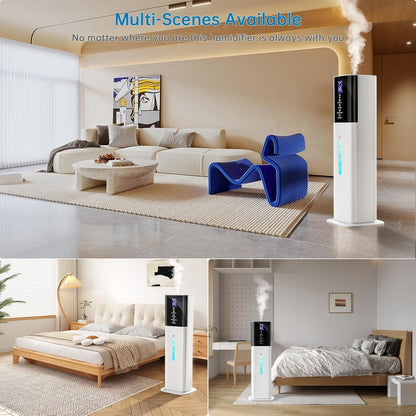 Humidifier Large Room Bedroom, 8L/2.1Gal Top Fill Cool Mist Humidifiers with Humidistat, 3-Speeds, 48H Runtime, Quiet Sleep Mode, Night Light, 12H Timer, 360° Nozzle & Aroma Diffuser for Baby, Plants