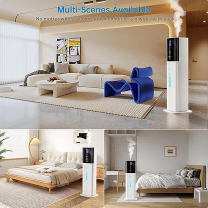Humidifier Large Room Bedroom, 8L/2.1Gal Top Fill Cool Mist Humidifiers with Humidistat, 3-Speeds, 48H Runtime, Quiet Sleep Mode, Night Light, 12H Timer, 360° Nozzle & Aroma Diffuser for Baby, Plants