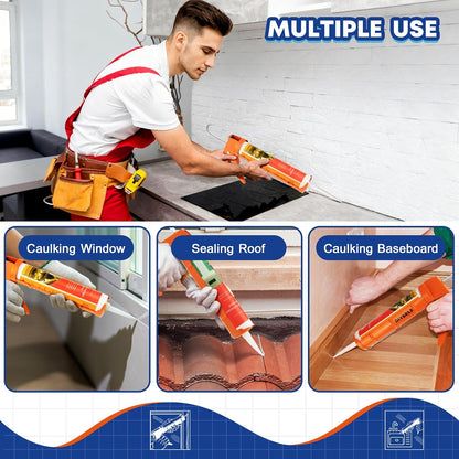 DIYSELF 9 Pack Caulk Gun Kit, Professional Caulking Gun & Remover Tools | Sealant Finishing Tool, Grout Scraper & Silicone Gun for Bathroom, Kitchen, Window, Sink & Tile Sealing, Hand Caulking Gun