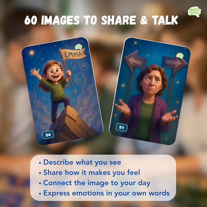 Talkiyou Family Conversation Cards – 60 Picture Prompts & 240 Open-Ended Questions for All Ages – Spark Deep Family Talks, Share Memories & Build Bonds – Screen-Free Game