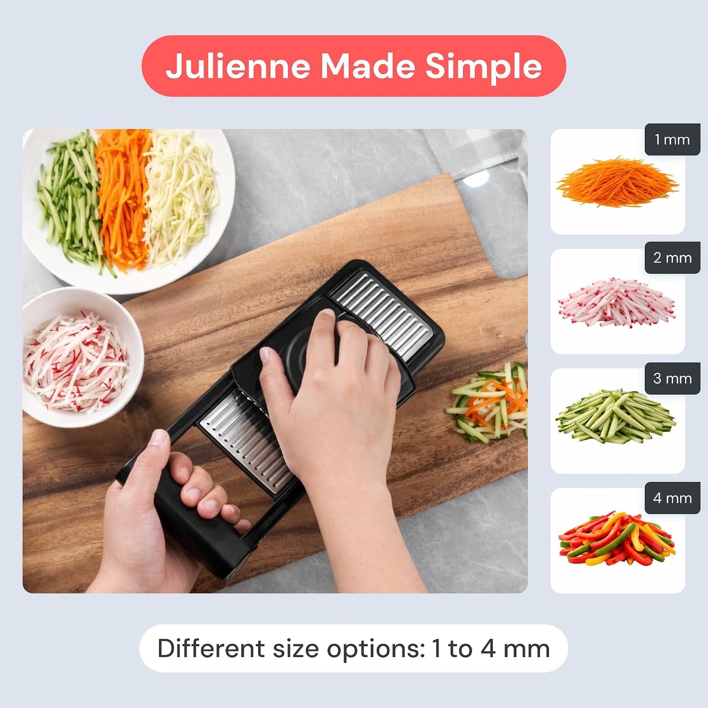 Fullstar Essential Vegetable Chopper & Mandoline Slicer | 2 in 1 Compact Food Chopper, Fruit Slicer & Onion Dicer with Stainless Steel Blades & 3-Cup Container (Black)