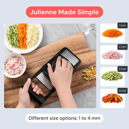 Fullstar Essential Vegetable Chopper & Mandoline Slicer | 2 in 1 Compact Food Chopper, Fruit Slicer & Onion Dicer with Stainless Steel Blades & 3-Cup Container (Black)