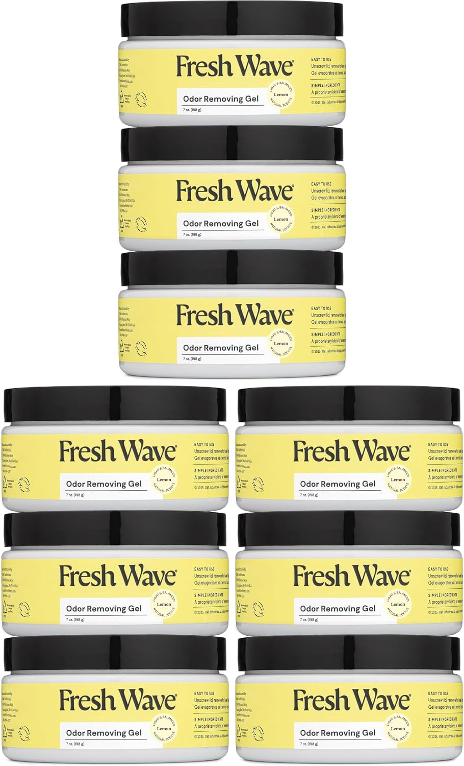 Fresh Wave Original Odor Eliminator Gel 3-Pk 7 oz - Air Freshener for Home | Plant-based essential oils. Lasts 15-30 days per jar. No plug-in needed. Pet-safe, closet and bathroom deoderizer.