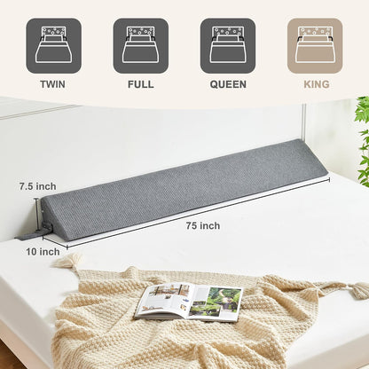 IFNOW Queen Size(60"x6"x10") Bed Wedge Pillow for Headboard, Mattress Gap Filler(0-8"), Bed Wedge for Gap Between Your Headboard and Mattress Dark Grey | High-Density Foam,Fills 0-8"Mattress Gap,Prevents Pillow & Items Falling,Works with Headboard or