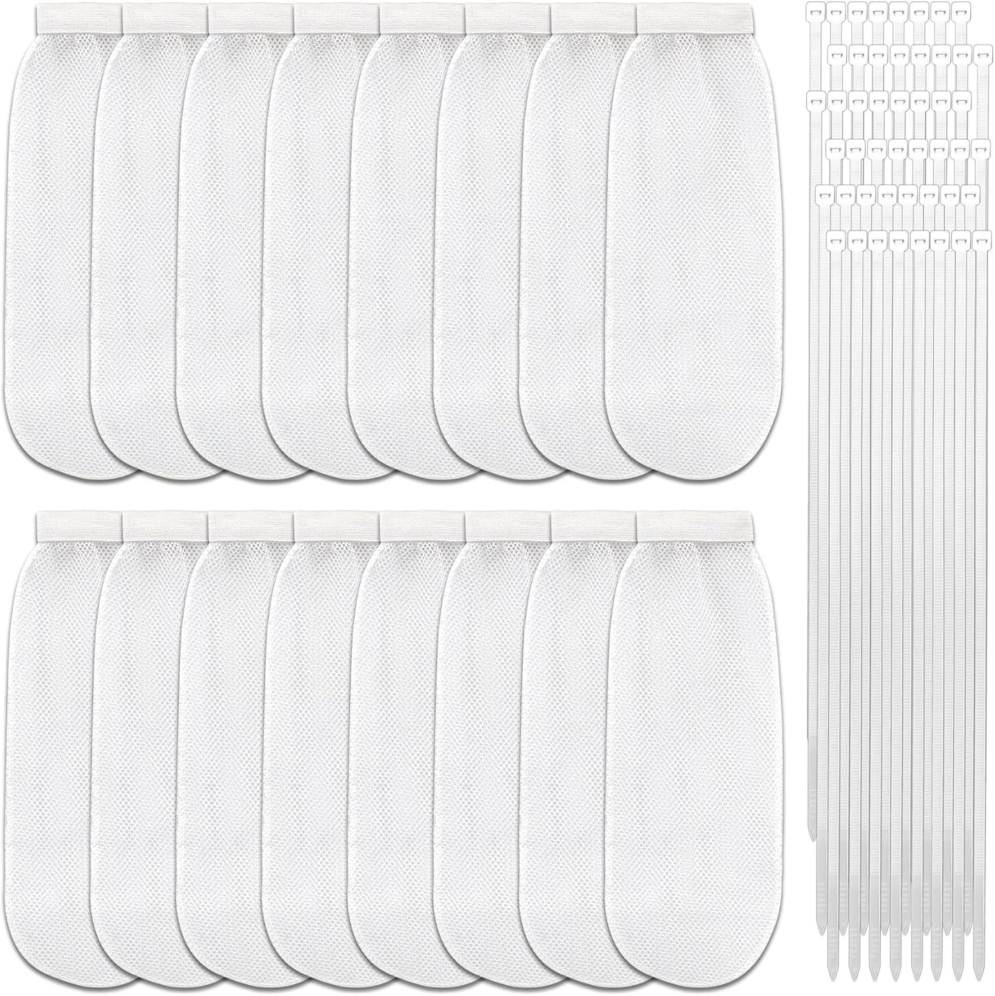 32-Piece Lint Trap and Cable Ties Set for Washing Machine, Includes 8 Nylon Mesh Lint Traps and 24 Cable Ties, Easy and Effective Lint Filtration (White)