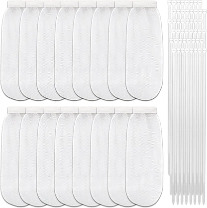 32-Piece Lint Trap and Cable Ties Set for Washing Machine, Includes 8 Nylon Mesh Lint Traps and 24 Cable Ties, Easy and Effective Lint Filtration (White)