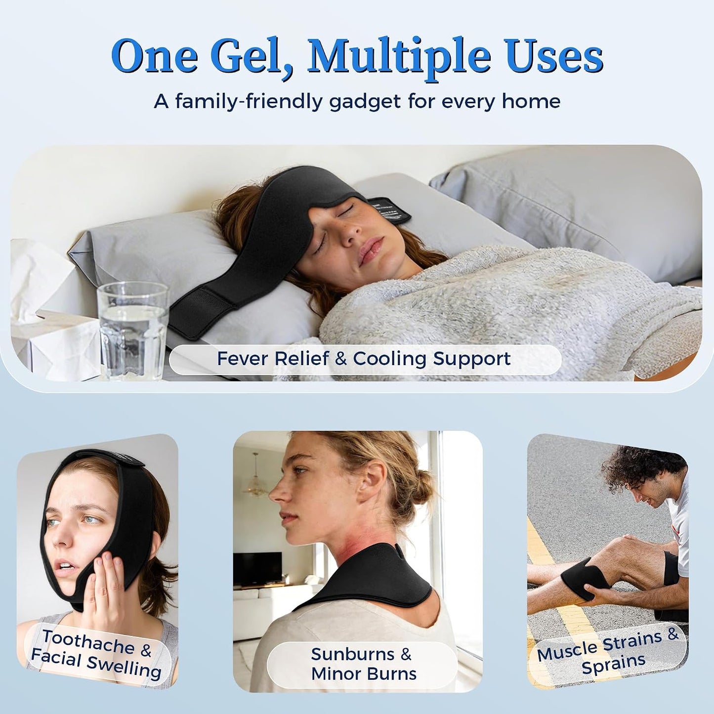 Cooling Gel Eye Mask Sleep: FSA -HSA Eligible, Cold Compress for Puffy Eyes & Migraine Relief - Reusable Gel Weighted Sleeping Mask for Dark Circles & After Surgery, Eye Care,Ice Pack for Eyes, Blue