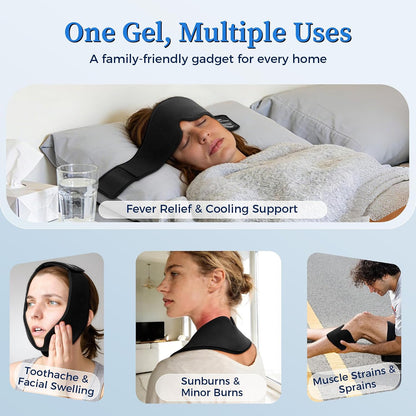 Cooling Gel Eye Mask Sleep: FSA -HSA Eligible, Cold Compress for Puffy Eyes & Migraine Relief - Reusable Gel Weighted Sleeping Mask for Dark Circles & After Surgery, Eye Care,Ice Pack for Eyes, Blue