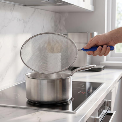OUNONA 3pcs Splatter Screen for Frying Pan - 15.7" 17" 18.5" Stainless Steel Grease Splatter Guard - Cover Oil Splash When Sizzling Bacon, Cooking Fried Chicken Or Popcorn |