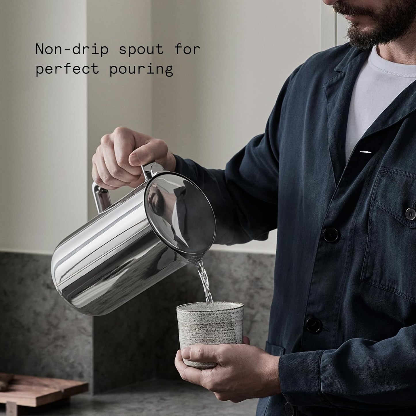 Aarke Kettle - Electric Water Boiler, 1.2L (40oz), Stainless Steel | Temperature Control, Non-Drip Spout, Double-Wall Construction, Dry Boil Protection, Heat-Safe Handle, LED Cool-Down Indicator