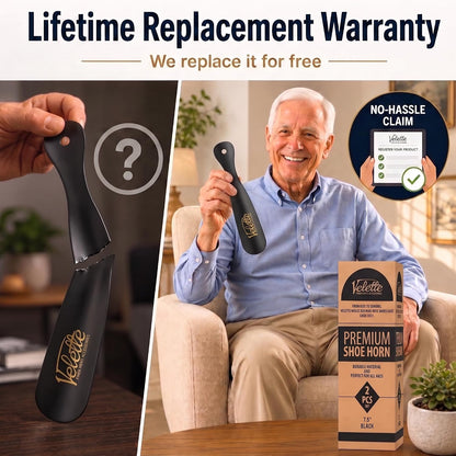 Metal Shoe Horn Long Handle for Seniors - Stainless Steel 2 Pack | 16.5 in + 7.5 in Travel Size, Shoehorn Fits Boots Sneakers Dress, Men Women Kids Elderly, Calzador de Zapatos, Helper Tool