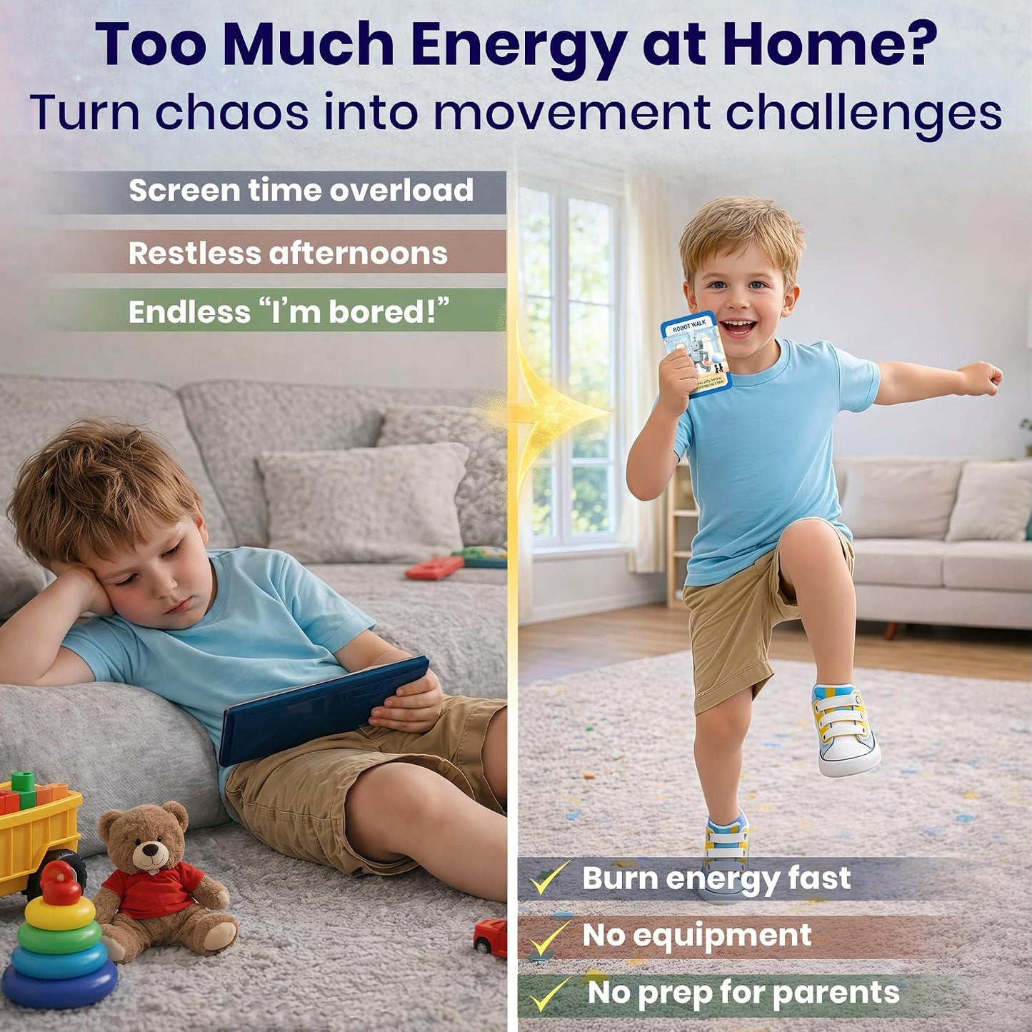 Active Movement Game for Kids Ages 4–8 - Educational Card Game | Animal-Themed Card Set with 50 Movement Tasks for Indoor and Outdoor Brain Breaks, Home and Classroom Activities