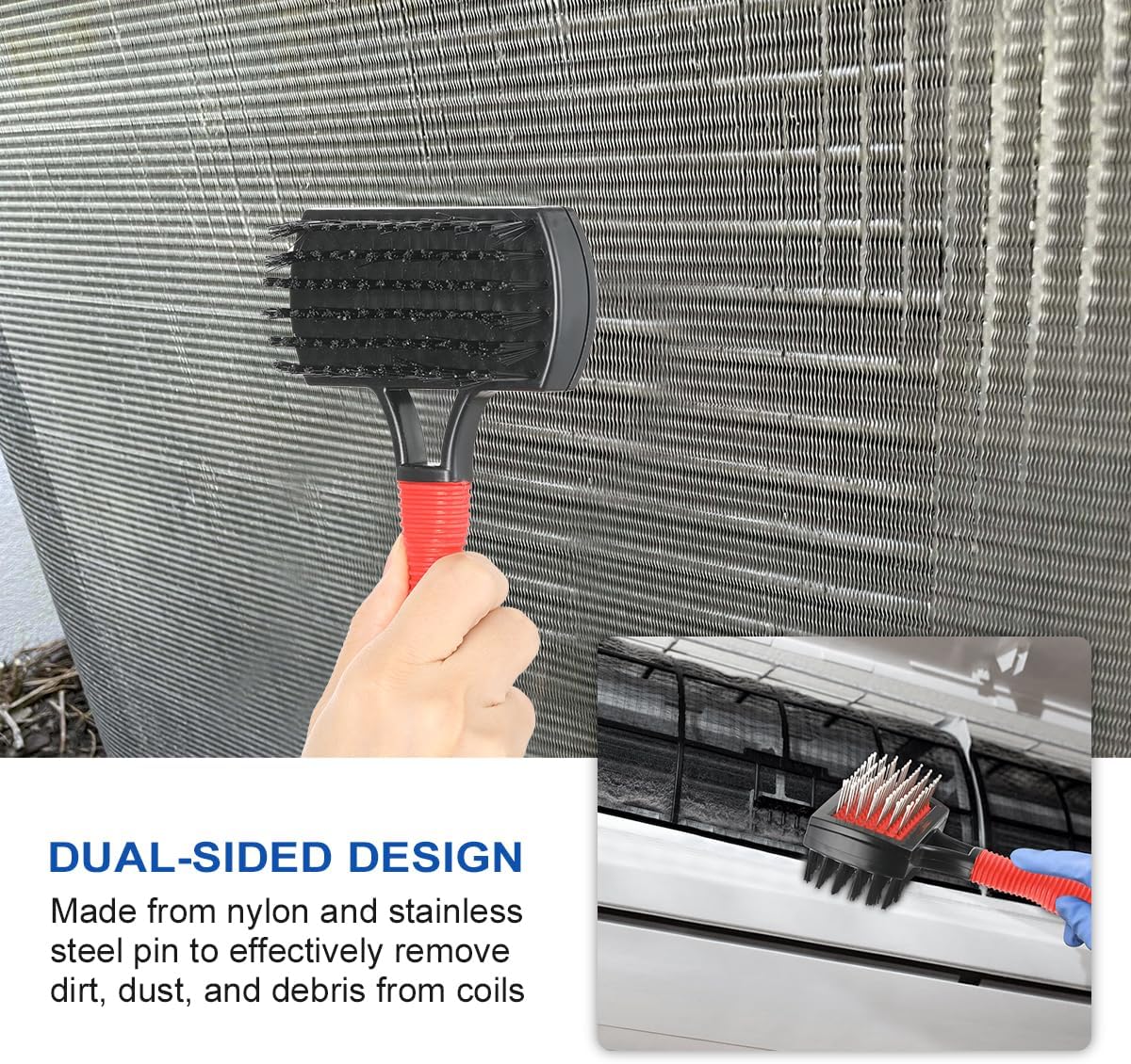 LANMU AC Coil Cleaner Brush Fin Comb, Air Conditioner Cleaning Brush Straightening Tool for HVAC/AC Evaporator, Condenser, Radiator