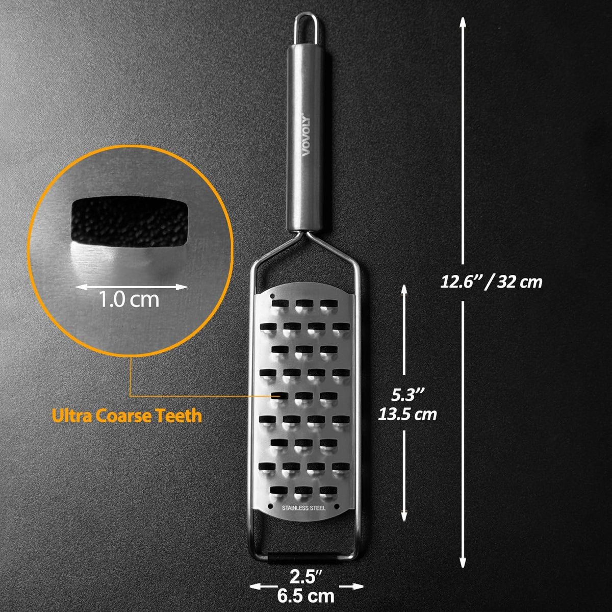 VOVOLY Zester Grater Set, 4 Pack-Fine/Coarse/Extra Coarse/Slider Attachment