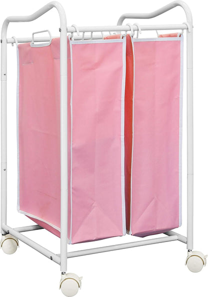 Simple Houseware 2-Bag Heavy Duty Laundry Sorter Rolling Cart, Dark Grey | Removable Bags and Lockable Wheels for Laundry Room Organization