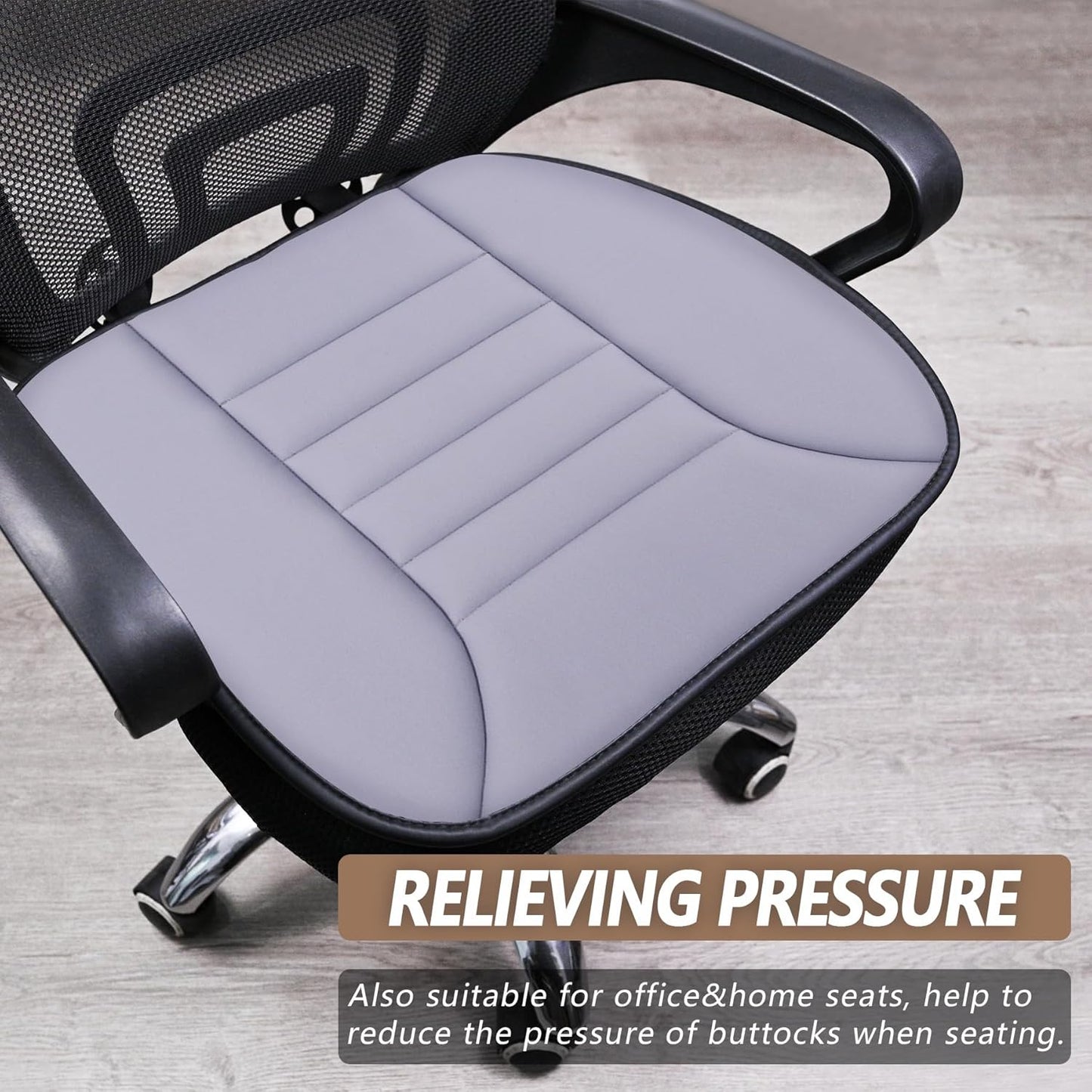 Car Seat Cushion Pad 1.2" Thick Comfort Seat Protector for Car Driver Seat Office Chair Home Use Memory Foam Seat Cushion with Non Slip Bottom, 20'' x 18.5'', Black