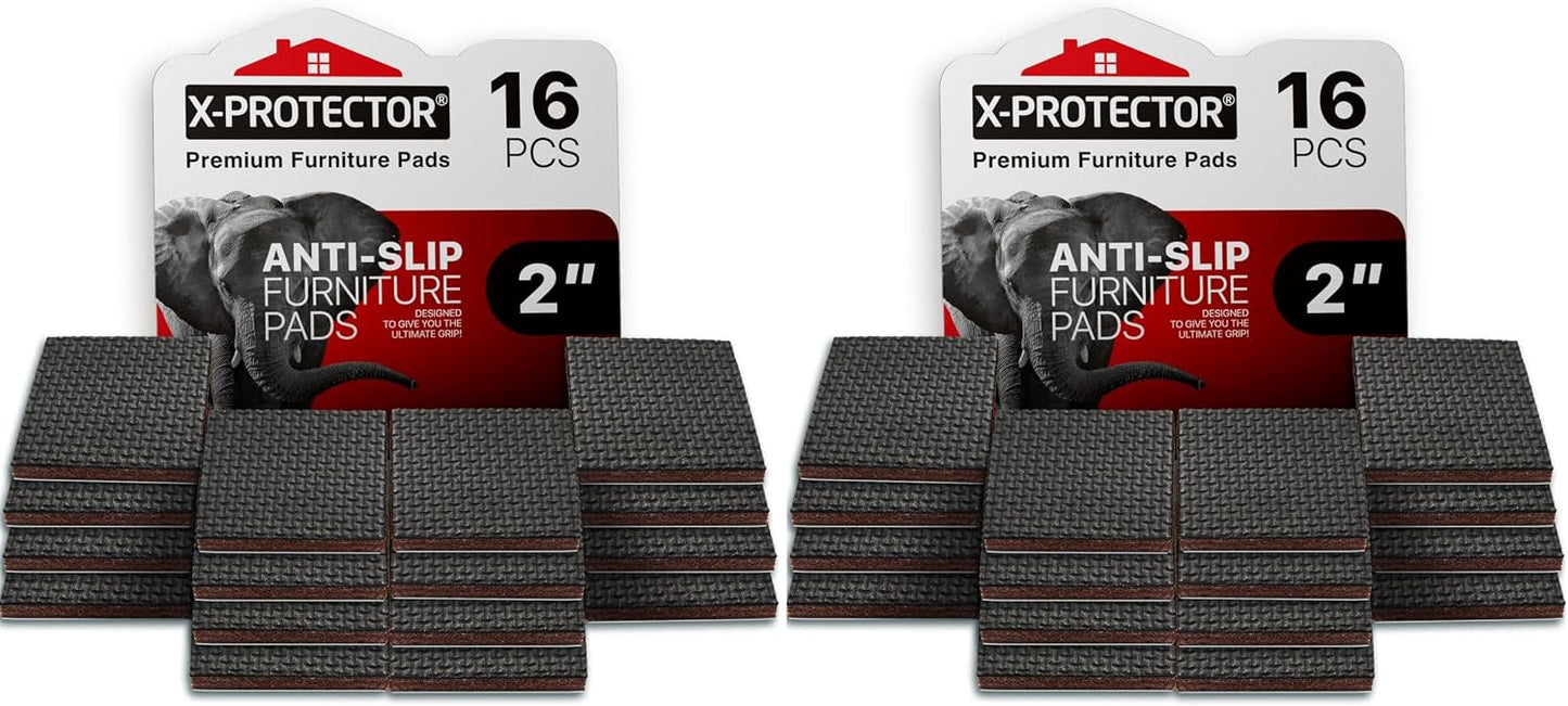 X-PROTECTOR Non Slip Furniture Pads – 24 pcs Premium Furniture Grippers 2"! | Best Self Adhesive Rubber Feet Furniture Feet – Ideal Non Skid Furniture Pad Floor Protectors – Keep Furniture in Place!