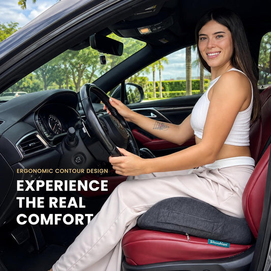Car Seat Cushion for Driving, Sciatica Pain Relief Car Pillow and Seat Pad | Extra Large Driver Seat Cushion Offers Broad Car-Seat Coverage to Ease Hip and Tailbone Pressure During Long Drives (Black)
