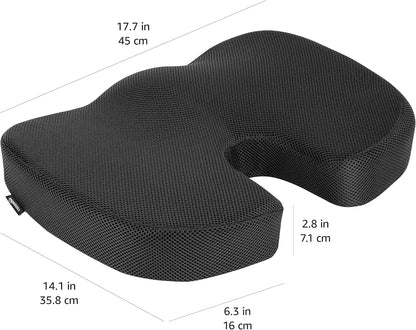 Amazon Basics Comfortable Seat Cushion & Lumbar Support for Office Chairs, Gel Enhanced Memory Foam, Non-Slip, Cooling, Portable, Pack of 2, Rectangular, Black