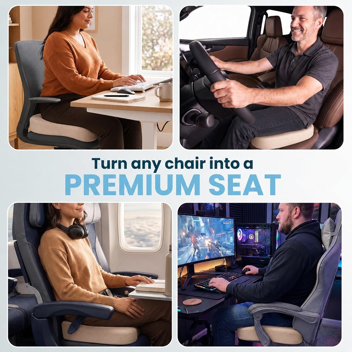 ComfiLife Premium Gel & Memory Foam Seat Cushion – Doctor Recommended Office Chair Cushion, Car Seat Cushion – Chair Cushions for Back & Sciatica Pain Relief – Seat Cushions for Office & Desk (Black)