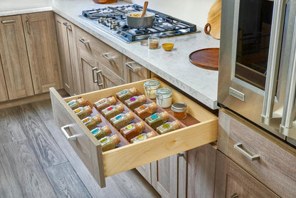 Rev-A-Shelf Walnut Trim-to-Fit Spice Drawer Insert Organizer