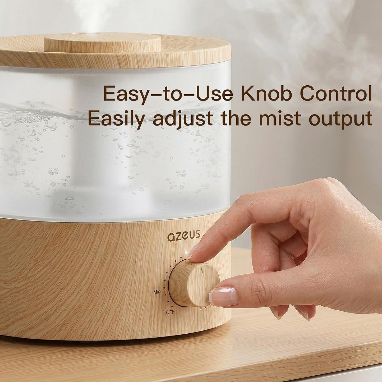 AZEUS SK7620 1.8L Ultrasonic Humidifier with 7 Color Night Light, Cool Mist Humidifier with Adjustable Output, Quiet Operation & Auto Shut-Off for Home and Office