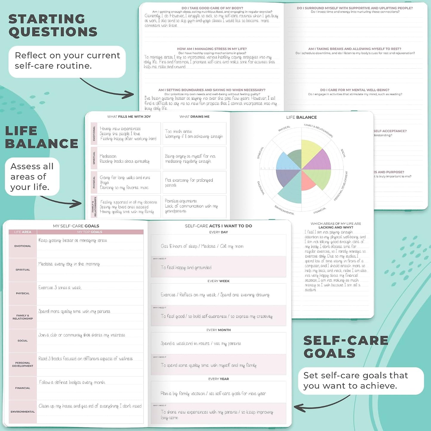 Clever Fox Self-Care Journal PRO for Women, Mental Health, Seashell | Guided daily life reflection, wellness, gratitude, and mood prompts, habit tracker, 7x10 in, eco leather hardcover