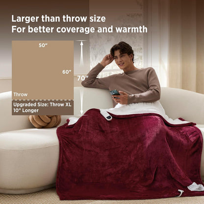 Bedsure Heated Blanket Throw, Soft Electric Blanket with Preheat, Cream