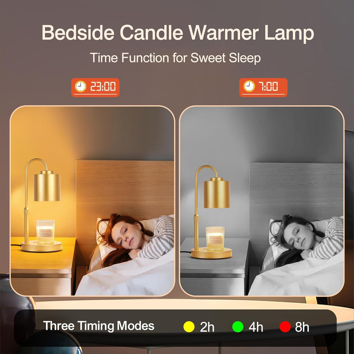 CASTLELIFE Candle Warmer Lamp with Timer & Dimmer, Height Adjustable Electric Wax Melt Warmer for Jar Candles, Gifts for Mom Home Decor, White