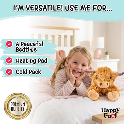 Bunny Microwavable & Weighted Stuffed Animals - 1.5 Lbs Unscented Heating Pad for Period Cramps Pain Relief and Anxiety, Cute Bunny Plush Toys Gifts for Women Girls Adults and Kids by Happy Fuel
