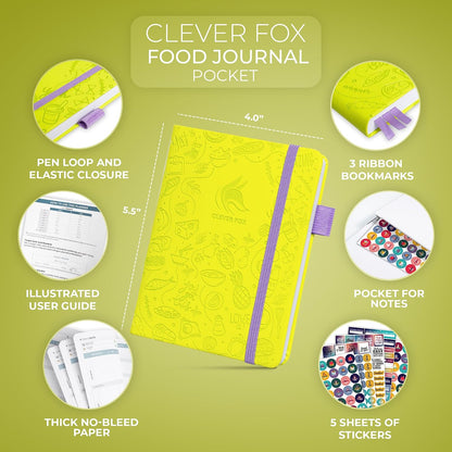 Clever Fox Food Journal for Women & Men, Weight Loss Tracker, Aquamarine