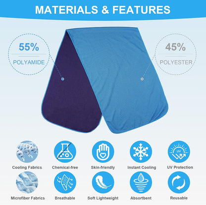 4 Pack Cooling Towels for Neck and Face(40"x12"), Cooling Neck Wraps, Ice Towel for Hot Weather, Soft Breathable Gym Towel, Cool Towel for Workout, Camping, Yoga, Sport, Running
