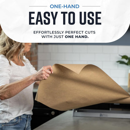 Bryco Goods 18 Inch Butcher & Kraft Paper Roll Dispenser and Cutter | Heavy-Duty Steel Frame, Sharp Blade, Wall Mountable, Tabletop, Non-Slip Rubber Feet, One-Hand Operation, Holds 1000ft Rolls