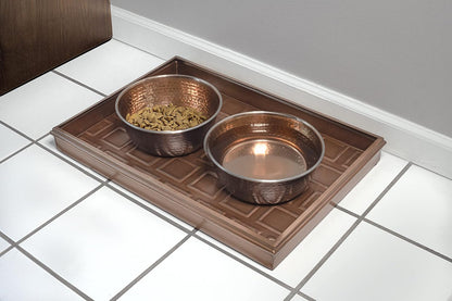 Good Directions 20″ x 14″ Decorative Squares Design Metal Boot Tray – Galvanized Steel with Copper Finish, Multi-Purpose Shoe, Plant & Pet Bowl Tray