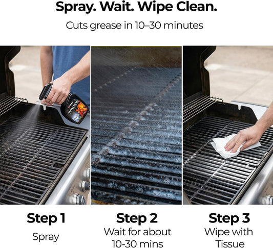 Kona Safe/Clean Grill Cleaner Spray, 23 oz - Heavy-Duty No-Drip Gel | heavy-duty no-drip gel formula, BBQ grate degreaser, 23 oz spray bottle