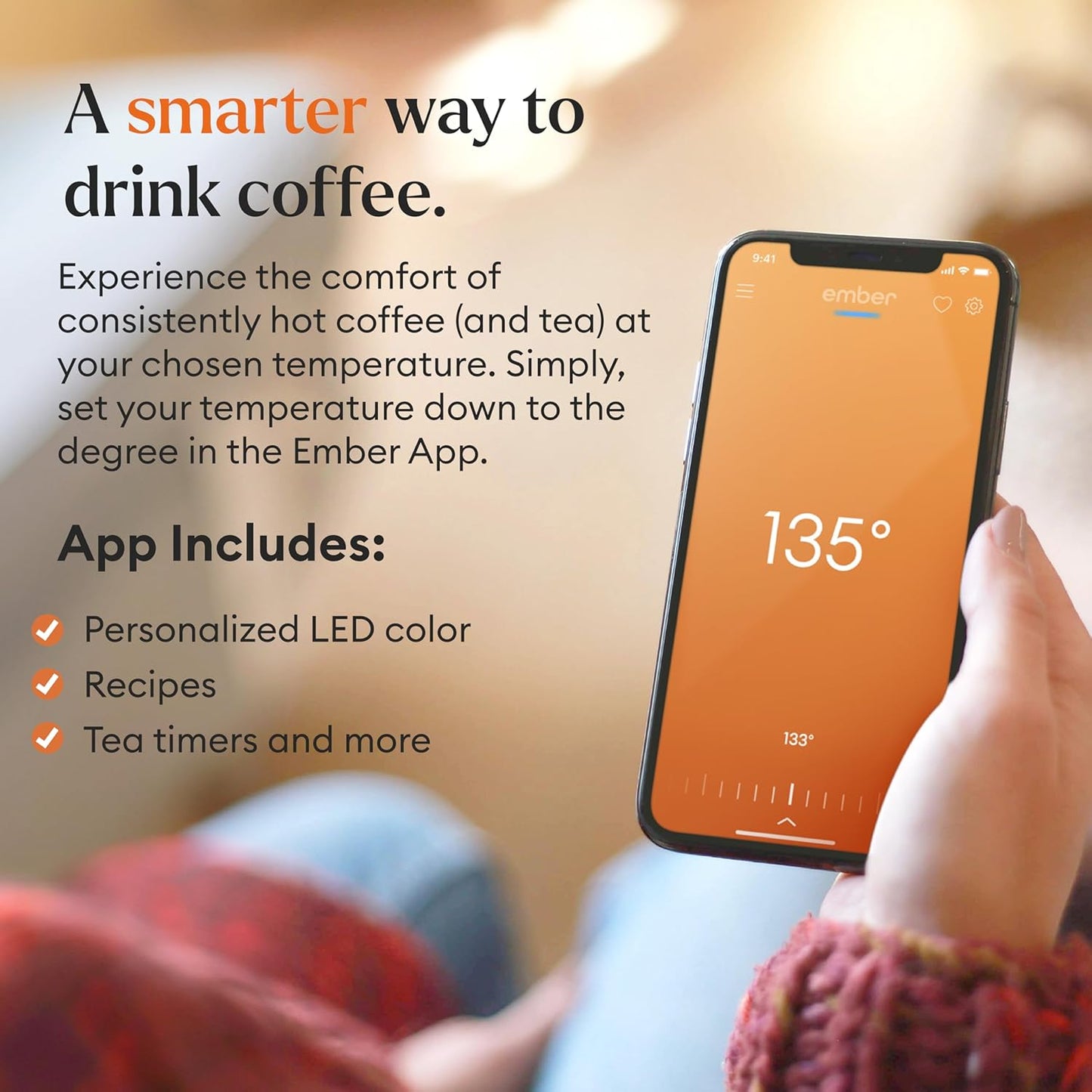Ember Temperature Control 14oz Smart Mug 2, App-Controlled and Rechargeable Heated Coffee Cup Warmer with Intelligent LED Display, Sage Green.