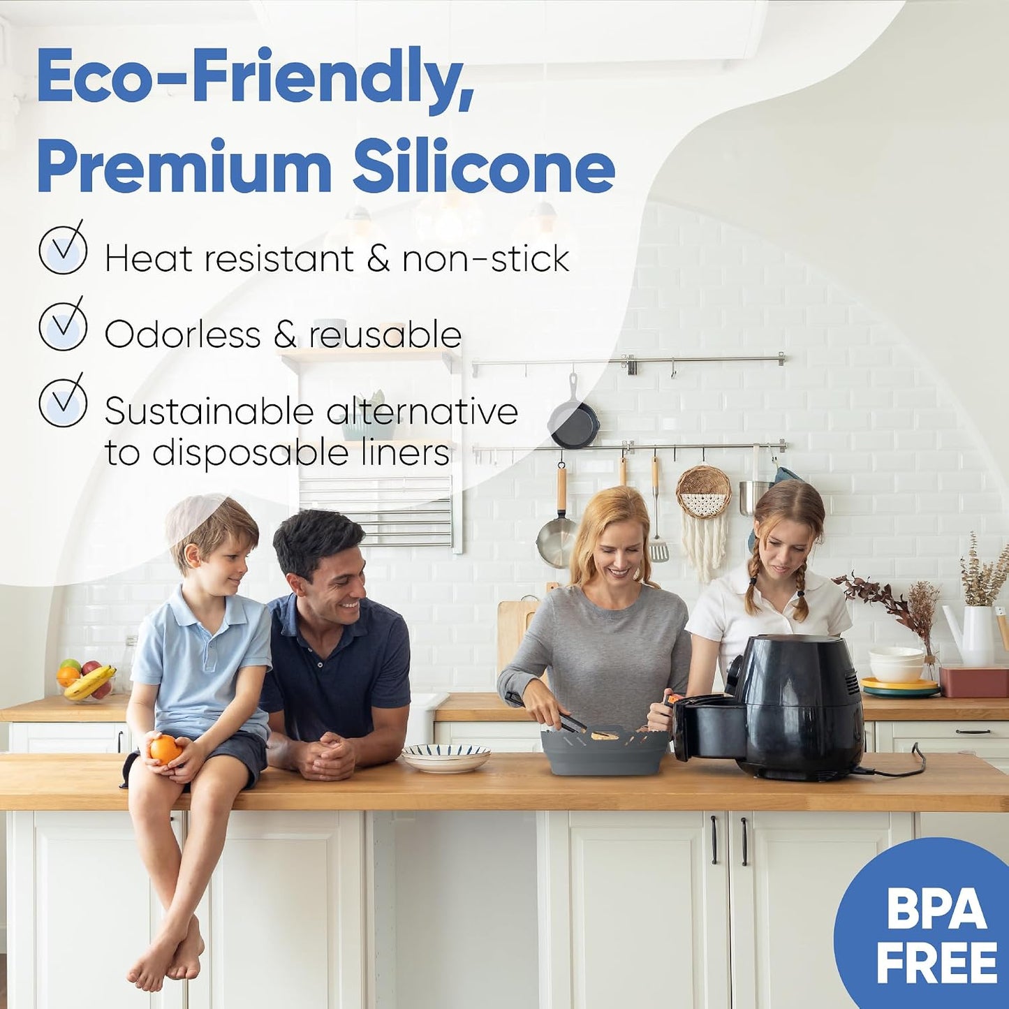 Chef's Path Silicone Air Fryer Liner: 8-inch Liners with Divider for Air Fryers - Reusable Inserts are Foldable, Making The Airfryer Basket Easy to Clean. Safe for Microwave Oven Use.
