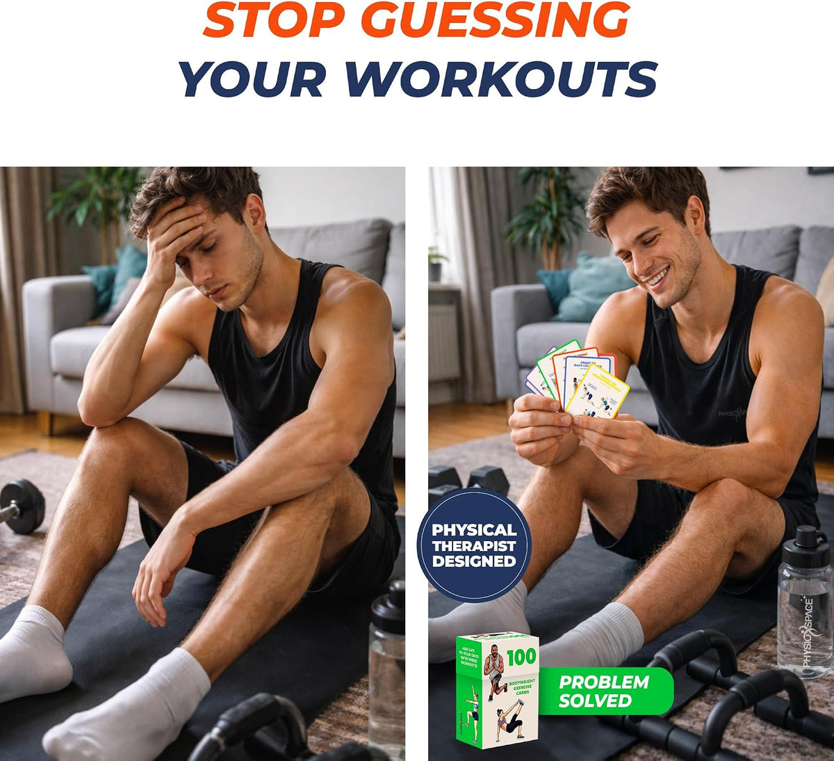 100 Bodyweight Exercise Cards – Illustrated Home Workout Flash Card Deck Designed by a Physical Therapist for Strength Training with No Equipment for Men and Women