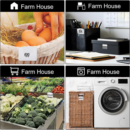 Tyqour 12 Pcs White Basket Labels, 3.5 X 2.7 in Basket Labels Clip On, Removable Erasable Reusable for Storage Bins Organizing Box Kitchen Linen Closet