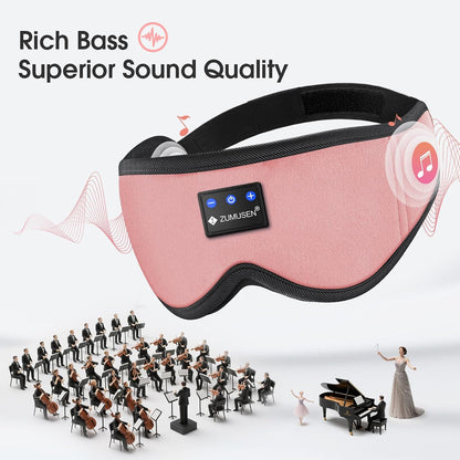 ZUMUSEN Bluetooth Sleep Headphones Mask with 3D Stereo Speakers