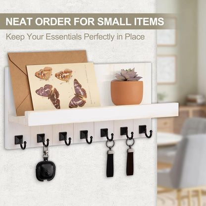 Key Holder for Wall, Decorative Key Holder with Shelf | Key and Mail Holder Wall Mount, Farmhouse Decor with 5 Key Hooks for Keys, Coats, ect.